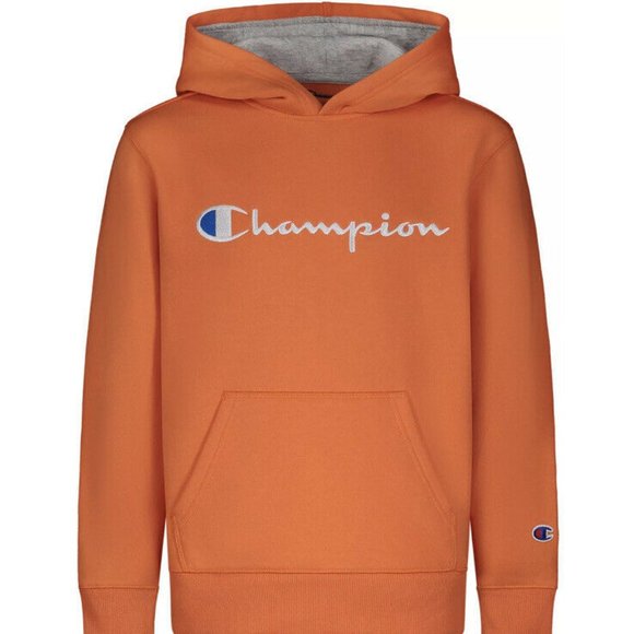 NWT Champion Logo Pullover Hoodie Sweatshirt Firecracker Orange Sz 5